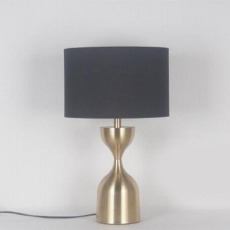 TABLE LAMP,  WITH  LINEN  SHADE, METAL, GOLD-BLACK, 28x46cm 757-10079