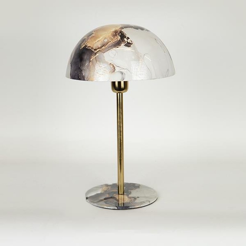 TABLE LAMP, MARBLE LIKE, METALIC, BLACK, 26x26x38cm 757-10091