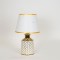 TABLE LAMP, WITH  LINEN  SHADE, CERAMIC, WHITE-GOLD, 23x23x36cm 757-10094