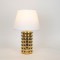 TABLE LAMP, WITH  LINEN  SHADE, CERAMIC, WHITE-GOLD, 25x25x40cm 757-10106