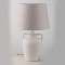 TABLE LAMP, WITH  LINEN  SHADE, CERAMIC, ECRU-WHITE,  19.5x19.5x32cm 757-10110