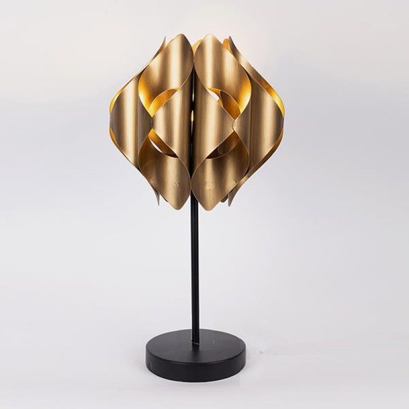 TABLE LAMP, METAL, GOLD, BASE 28X28X37cm,SHADE 55X55cm 757-10135