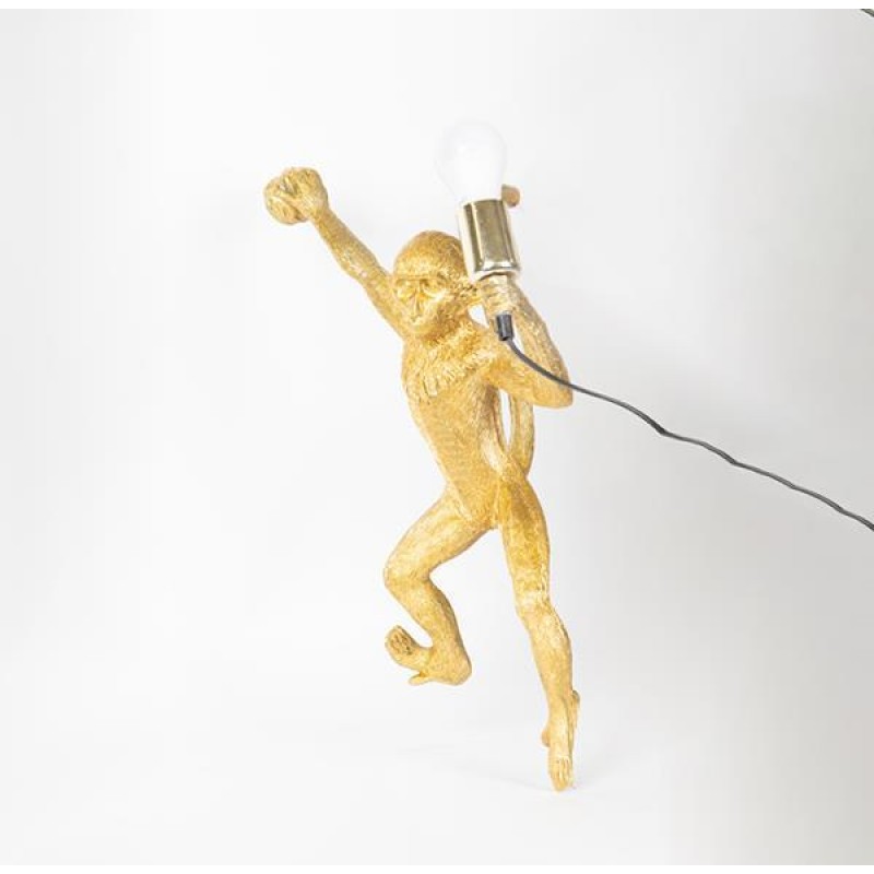 WALL LAMP, MONKEY, POLYRESIN, GOLD, 37x20x76cm 757-12012