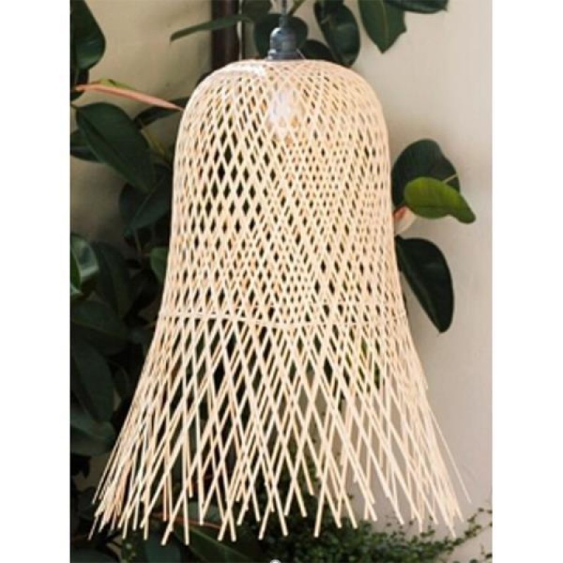 PENDANT LAMP,  WITH  BAMBOO SHADE, METAL-ΒΑΜΒΟΟ,  BLACK-NATURAL, 120 cm SHADE:30x40cm 757-12017