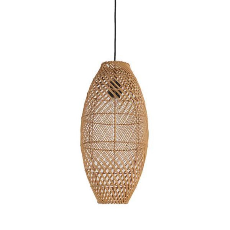 PENDANT LAMP,  WITH RATTAN SHADE, METAL-RATTAN,  BLACK-LIGHT BROWN, 120 cm SHADE:26x53.5cm 757-12020