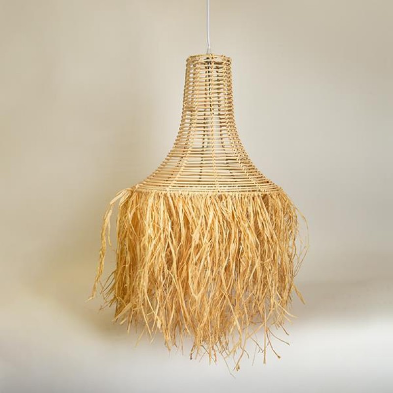 PENDANT LAMP,  RATTAN,  NATURAL, 40x40x65cm 757-12022
