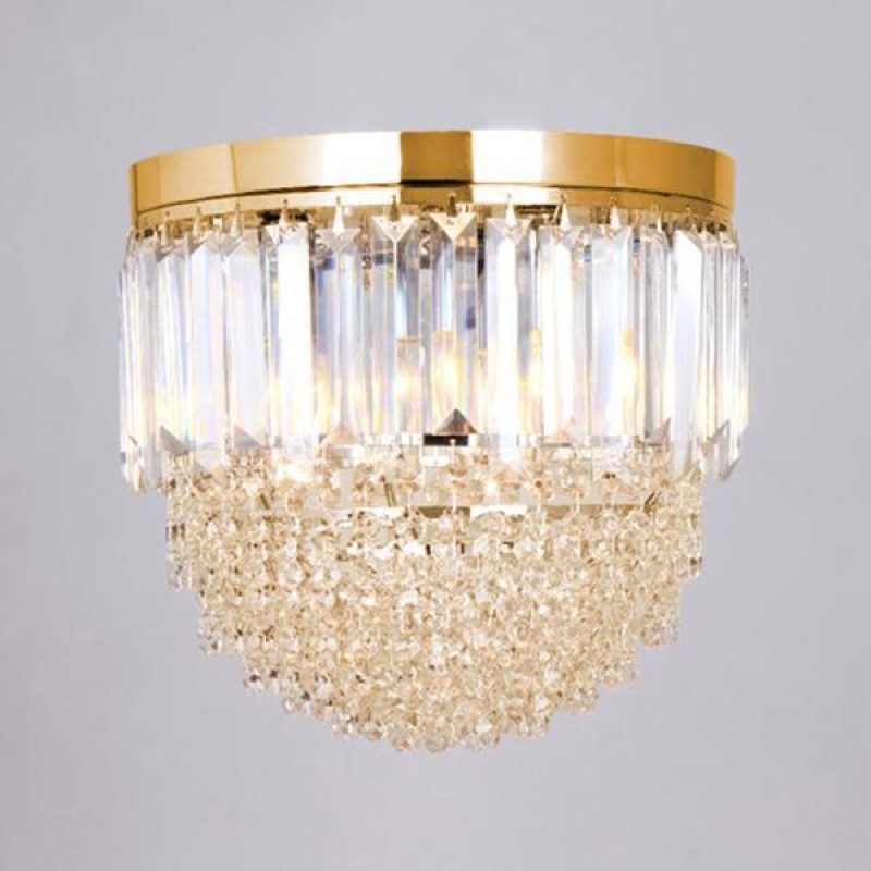 CHANDELIER, WITH CRYSTALS, GOLD,  30X28cm 757-12025