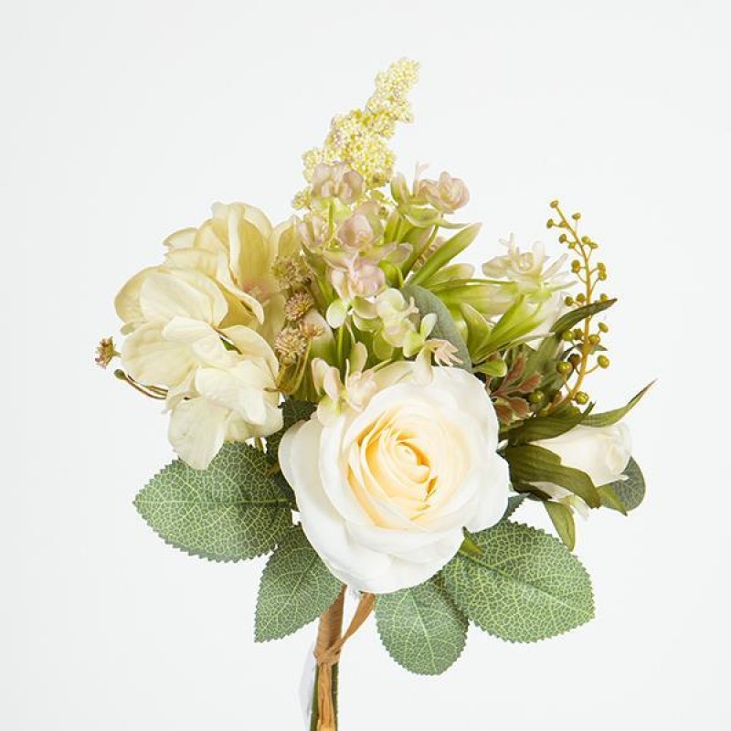 ROSE-HYDRANGEA BOUQUET, CREAM,  35cm 758-10025