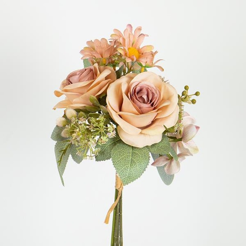 ROSE-DAISY BOUQUET, SALMON- DUSTY PINK, 28cm 758-10027