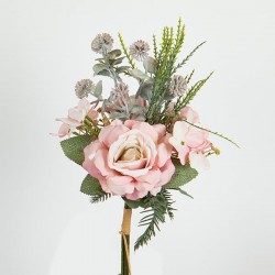 ROSE-HYDRANGEA BOUQUET, PINK,  42cm 758-10028