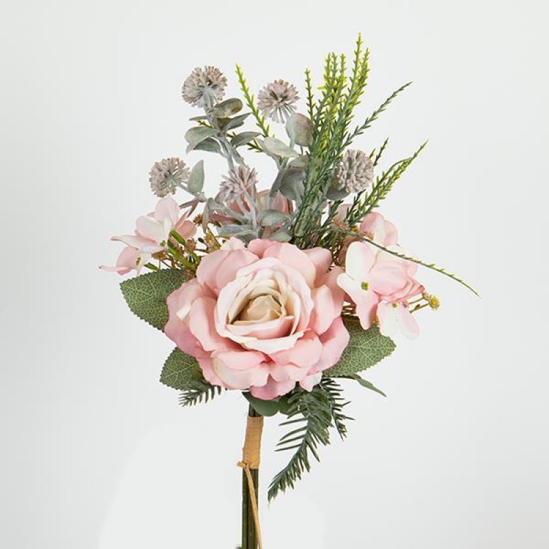 ROSE-HYDRANGEA BOUQUET, PINK,  42cm 758-10028