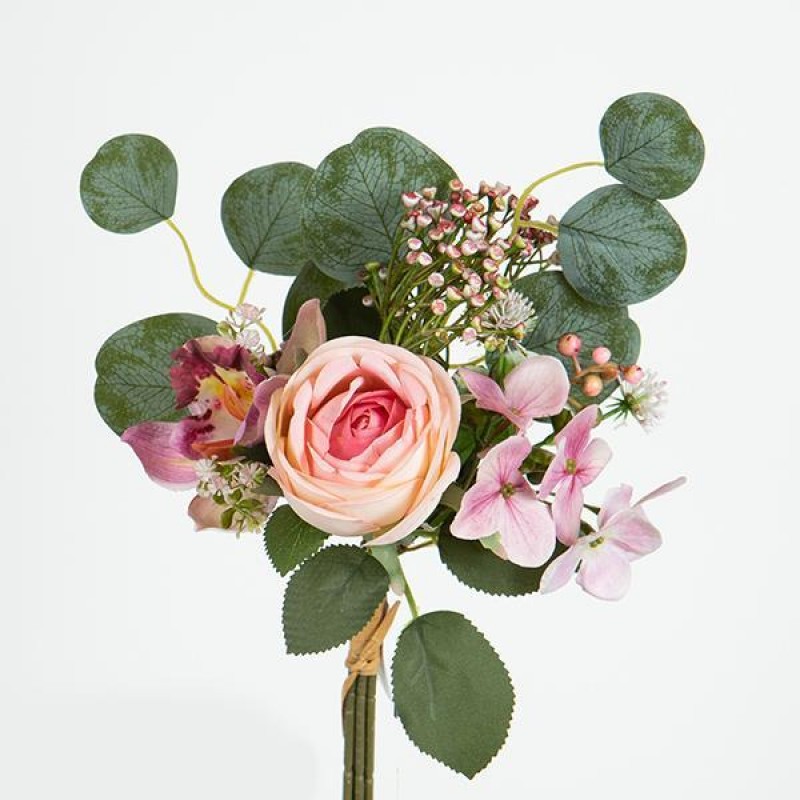 ROSE-ORCHID- EUCALYPTUS BOUQUET, PINK, 30cm 758-10029