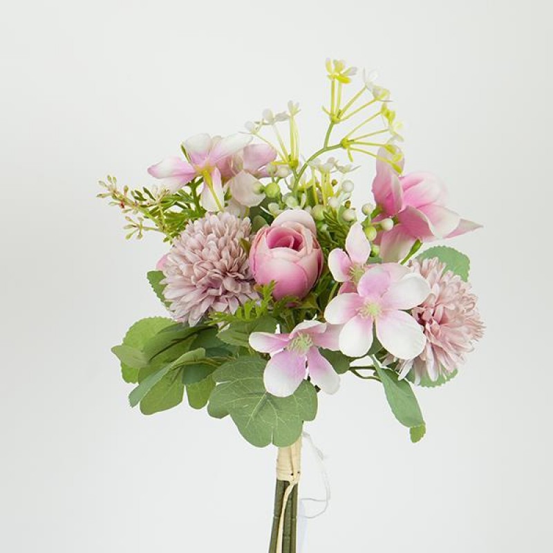 ROSE-POMPONS BOUQUET, PINK, 28cm 758-10034