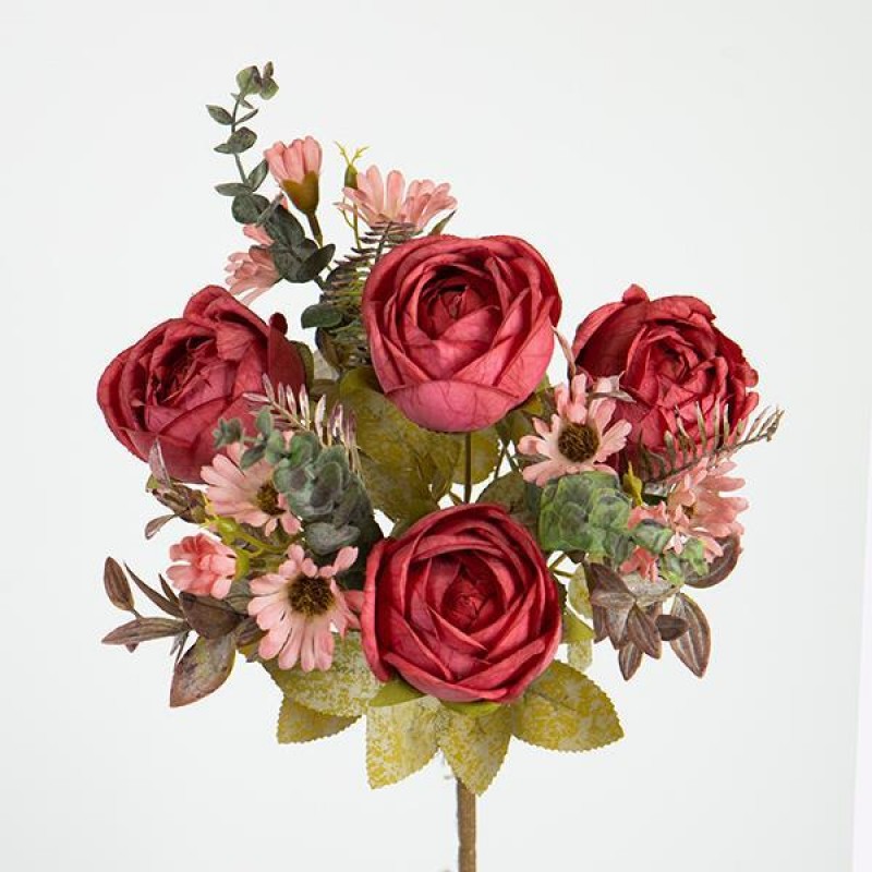 ROSE-DAISY BOUQUET, 7 BRANCHES, PINK-DUSTY PINK, 43cm 758-10046