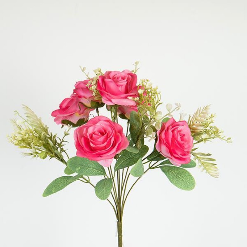 ROSE BOUQUET, 10 BRANCHES,PINK-GOLD,40cm 758-10051