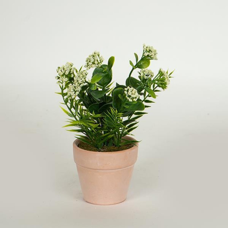 PLANT IN A POT, GREEN-LIGHT PINK 17cm 758-14019
