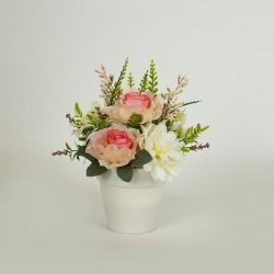 MIX FLOWERS IN A POT, CREAM-PINK, 24cm 758-14051 MIX FLOWERS IN A POT, CREAM-PINK, 24cm 758-14051
