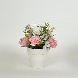 MIX FLOWERS IN A POT, WHITE-PINK, 24cm 758-14052 MIX FLOWERS IN A POT, WHITE-PINK, 24cm 758-14052