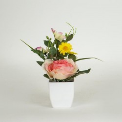 MIX FLOWERS IN A POT, YELLOW-PINK, 17cm 758-14053 MIX FLOWERS IN A POT, YELLOW-PINK, 17cm 758-14053