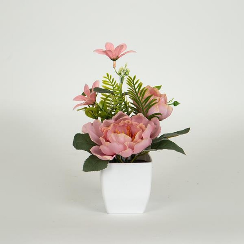 MIX FLOWERS IN A POT, PINK, 17cm 758-14054
