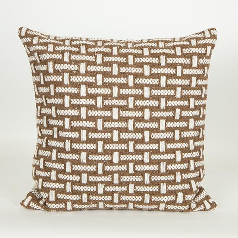 CUSHION,  WITH  FILLER, COTTON- WOVEN, WHITE-BROWN, 45x45cm 759-10012