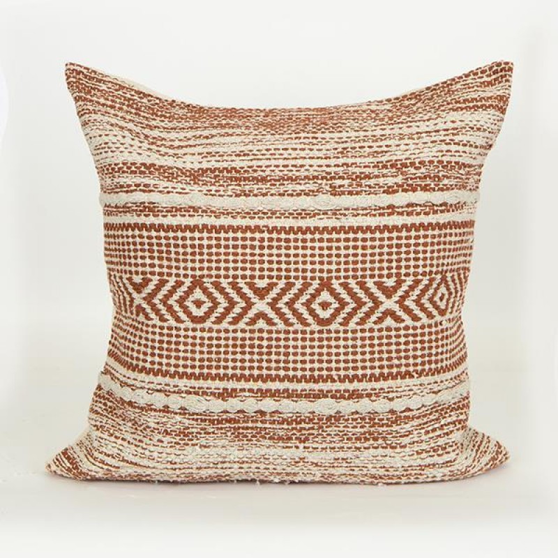 CUSHION,  WITH  FILLER, COTTON- WOVEN, RUST BROWN- NATURAL, 45x45cm 759-10017