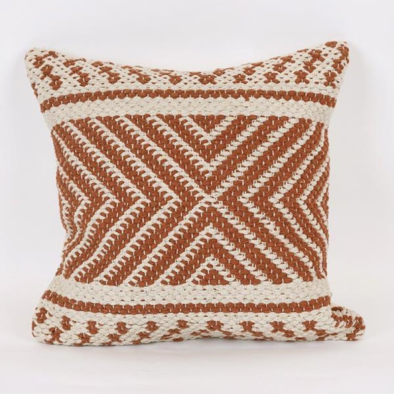 CUSHION,  WITH  FILLER, COTTON- WOVEN, NATURAL-RUST BROWN, 45x45cm 759-10019