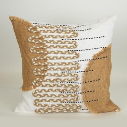 CUSHION, WITH FILLER, COTTON- JUTE WITH TASSELS, NATURAL-WHITE, 45x45cm 759-10027 CUSHION, WITH FILLER, COTTON- JUTE WITH TASSELS, NATURAL-WHITE, 45x45cm 759-10027