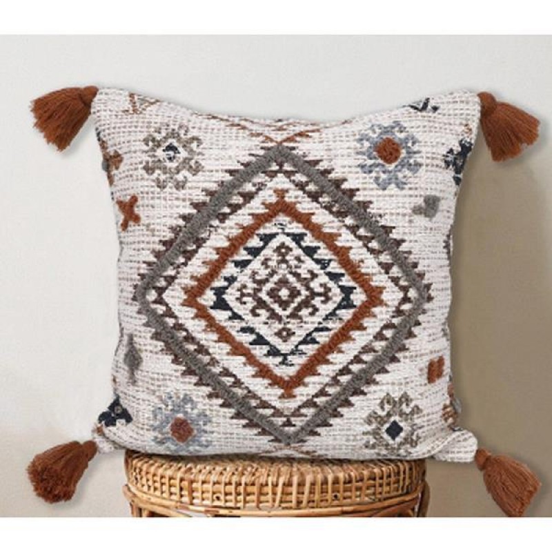 CUSSION WITH FILLING, COTTON WOVEN,  WHITE-MULTICOLOR, 45x45cm 759-10031