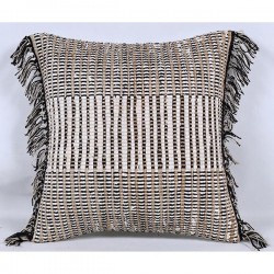 CUSSION, WITH FILLING AND FRINGES, COTTON WOVEN, BLACK-GREY, 45x45CM 759-10032 CUSSION, WITH FILLING AND FRINGES, COTTON WOVEN, BLACK-GREY, 45x45CM 759-10032