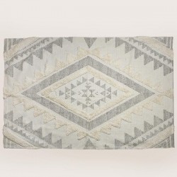 RUG,  WITH TASSELS, COTTON, BLACK-NATURAL, 120x180cm 759-12015