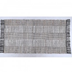 RUG, COTTON-WOVEN WITH  FRINGES,BLACK-GREY, 70x140cm 759-12020