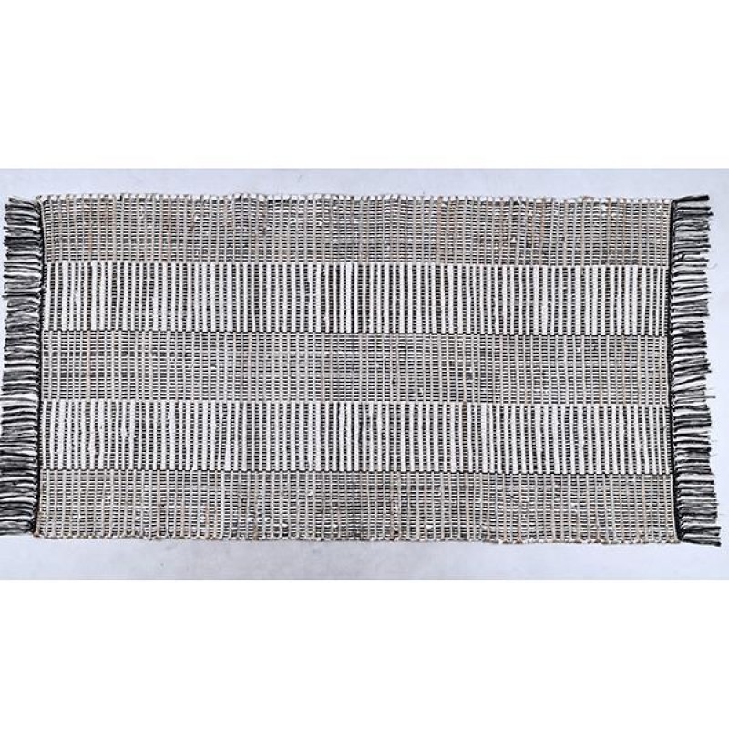 RUG, COTTON-WOVEN WITH  FRINGES,BLACK-GREY, 70x140cm 759-12020