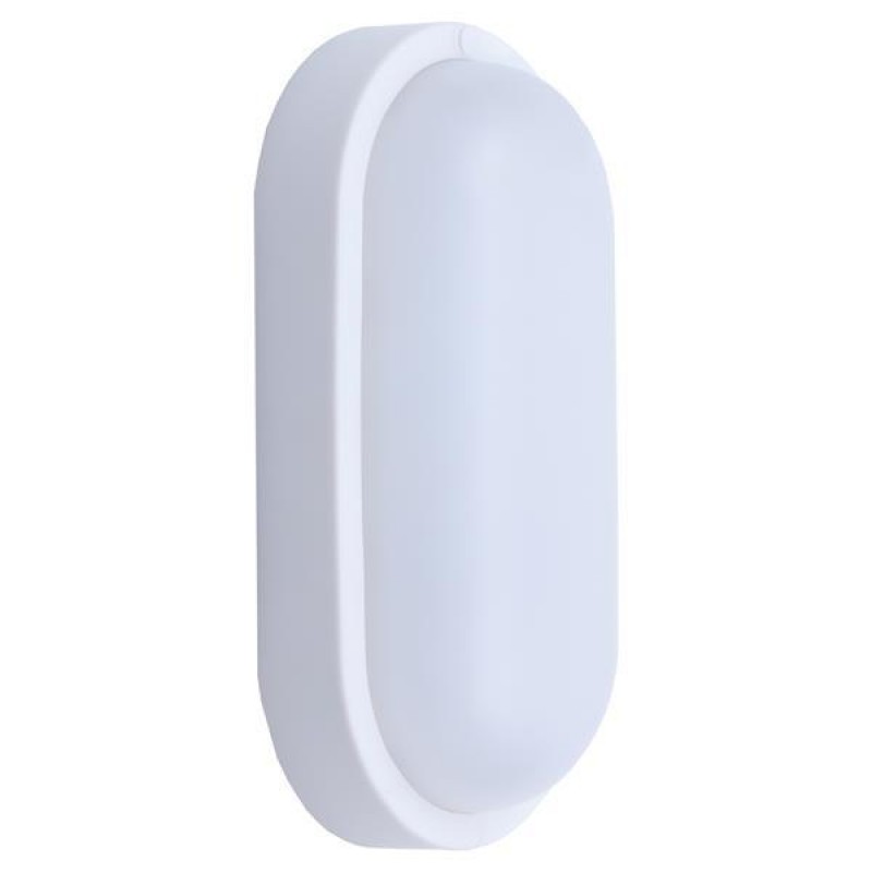 WALL MOUNTED LED LIGHT OVAL 12W 205x105x54 6500K IP54 WHITE PLUS 145-20042