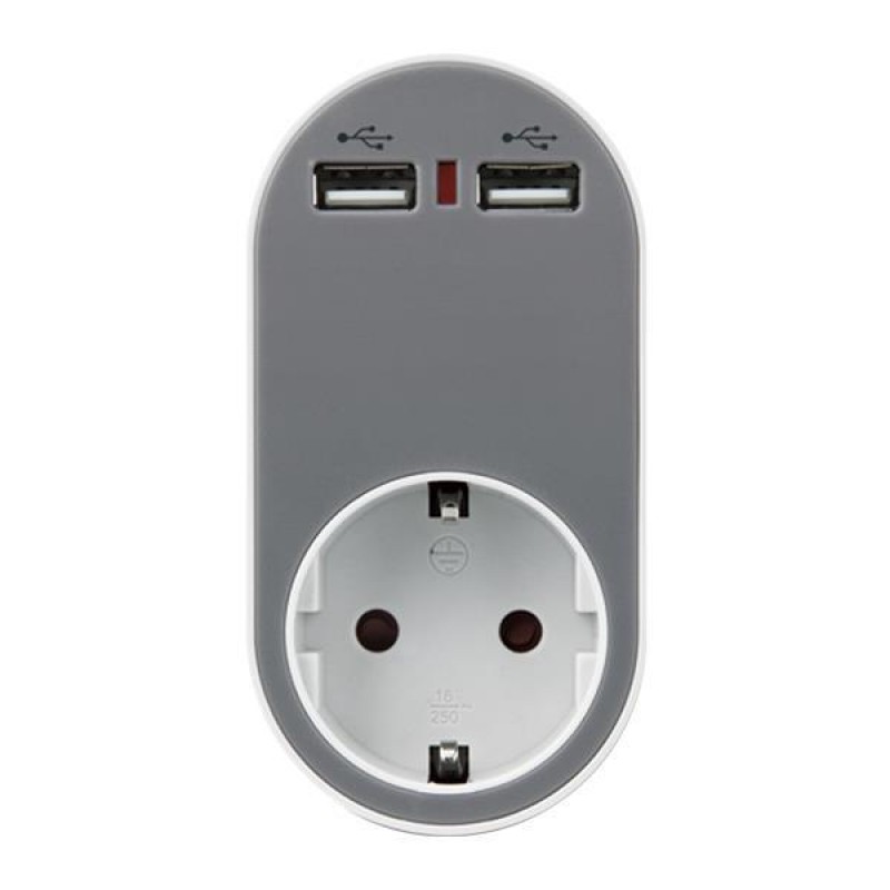 АДАПТОР SCHUKO С 2 USB СИВ С ДЕТСКА ЗАЩИТА АДАПТОР SCHUKO С 2 USB СИВ С ДЕТСКА ЗАЩИТА