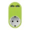 АДАПТОР SCHUKO С 2 USB И ЗЕЛЕНА ЗАЩИТА