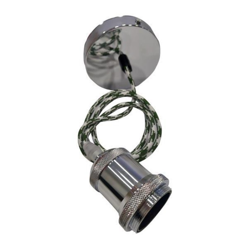 LAMPHOLDER IRON CUP PLATE NICKEL WITH CABLE GREEN-BEIGE FULL 147-23150 LAMPHOLDER IRON CUP PLATE NICKEL WITH CABLE GREEN-BEIGE FULL 147-23150
