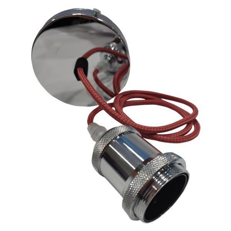 LAMPHOLDER IRON CUP PLATE NICKEL WITH CABLE RED-GREY FULL 147-23151 LAMPHOLDER IRON CUP PLATE NICKEL WITH CABLE RED-GREY FULL 147-23151