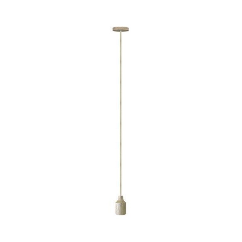 LAMPHOLDER HANGING WOOD COLOR  Ε27 ROUND CABLE BRAIDED 147-23170