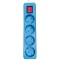 SOCKET 4 SCHUKO HOLES CABLE 3X1,5mm EXTENSION 2m BLUE WITH SWITCH & SHUTTER PROTECTION 147-62072