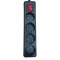 SOCKET 4 SCHUKO HOLES CABLE 3X1,5mm EXTENSION 2m BLACK WITH SWITCH & SHUTTER PROTECTION 147-62074