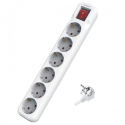 SOCKET 6 SCHUKO HOLES CABLE 3X1,5mm EXTENSION 1,5m WITH SWITCH & SHUTTER PROTECTION 147-62214 SOCKET 6 SCHUKO HOLES CABLE 3X1,5mm EXTENSION 1,5m WITH SWITCH & SHUTTER PROTECTION 147-62214