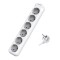 SOCKET 6 SCHUKO HOLES CABLE 3X1,5mm EXTENSION 5m WITH SHUTTER PROTECTION 147-62243