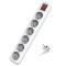 SOCKET 6 SCHUKO HOLES CABLE 3X1,5mm EXTENSION 5m WITH SWITCH & SHUTTER PROTECTION 147-62253