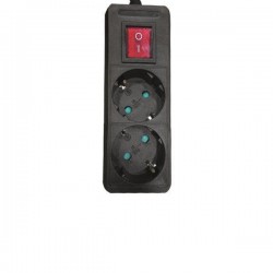 SOCKET 2 SCHUKO HOLES CABLE 3X1,5mm EXTENSION 1,5m BLACK WITH SWITCH & SHUTTER PROTECTION 147-62260 SOCKET 2 SCHUKO HOLES CABLE 3X1,5mm EXTENSION 1,5m BLACK WITH SWITCH & SHUTTER PROTECTION 147-62260