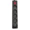 SOCKET 5 SCHUKO HOLES CABLE 3X1,5mm EXTENSION 1,5m BLACK WITH SWITCH & SHUTTER PROTECTION 147-62263