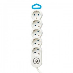 SOCKET 5 SCHUKO HOLES CABLE OVAL 3X1,5mm EXTENSION 1,5m WITH SWITCH & SHUTTER PROTECTION 147-62412 SOCKET 5 SCHUKO HOLES CABLE OVAL 3X1,5mm EXTENSION 1,5m WITH SWITCH & SHUTTER PROTECTION 147-62412
