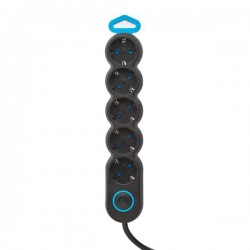 SOCKET 5 SCHUKO HOLES CABLE OVAL 3X1,5mm EXTENSION 1,5m BLACK WITH SWITCH & SHUTTER PROTECTION 147-62416 SOCKET 5 SCHUKO HOLES CABLE OVAL 3X1,5mm EXTENSION 1,5m BLACK WITH SWITCH & SHUTTER PROTECTION 147-62416