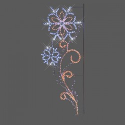 POLE DECORATION PROFESSIONAL DESIGN WITH SNOWFLAKES, WHITE AND WARM WHITE LED ROPE LIGHT, WITH 80 WHITE LED,  198x69,5cm, IP44 600-23081