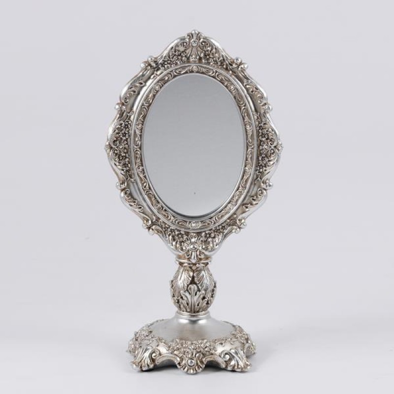 STAND MIRROR, POLYRESIN, SILVER, 14.3x11x27.5cm 751-12066